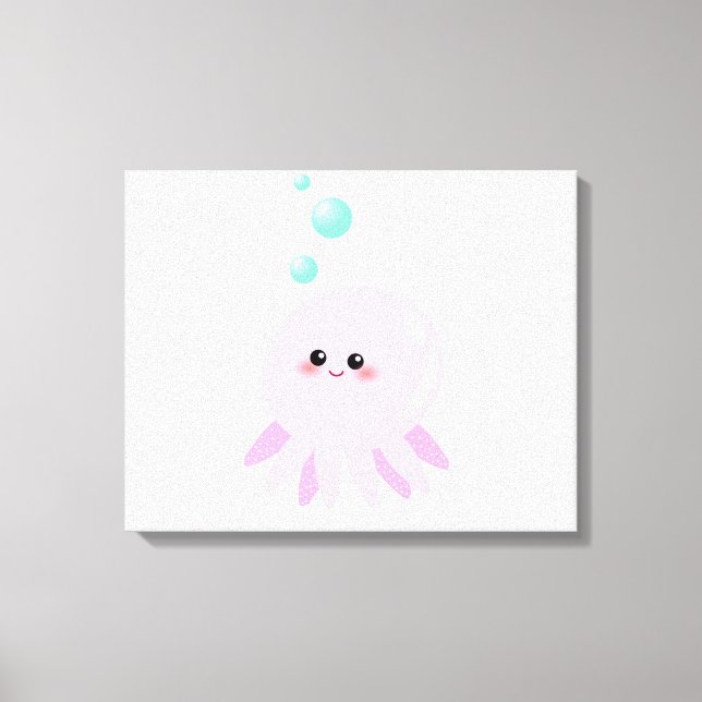 Niedlicher Oktopus-Cartoon Leinwanddruck (Vorderseite)