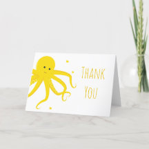 Niedlicher Oktopus Herzgelb Dankeschön-Karte