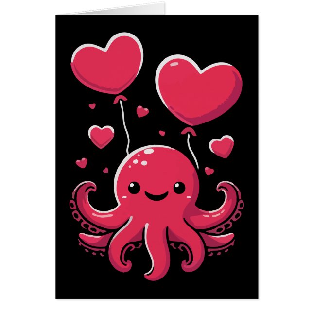 Niedlicher Oktopus mit Herzblasen, Valentinstag (Vorne)