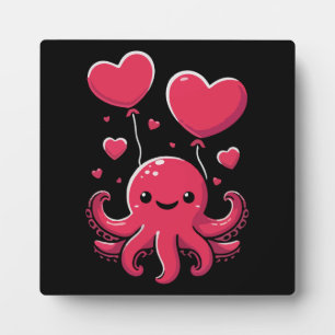 Niedlicher Oktopus mit Herzblasen, Valentinstag Fotoplatte