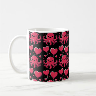 Niedlicher Oktopus mit Herzblasen, Valentinstag Kaffeetasse