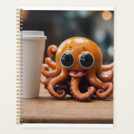 Niedlicher Oktopus mit Kaffeepulver Planer