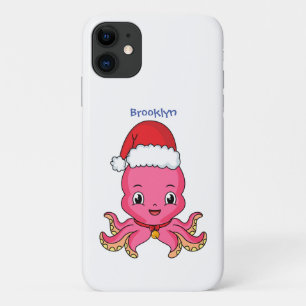 Niedlicher Oktopus mit Weihnachtshut Cartoon Case-Mate iPhone Hülle