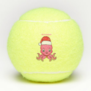 Niedlicher Oktopus mit Weihnachtshut Cartoon Tennisbälle