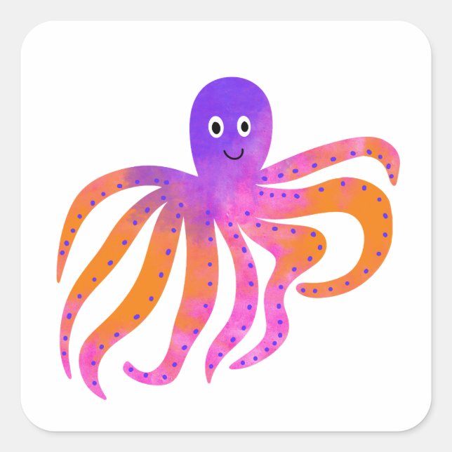 Niedlicher Oktopus Quadratischer Aufkleber (Vorderseite)