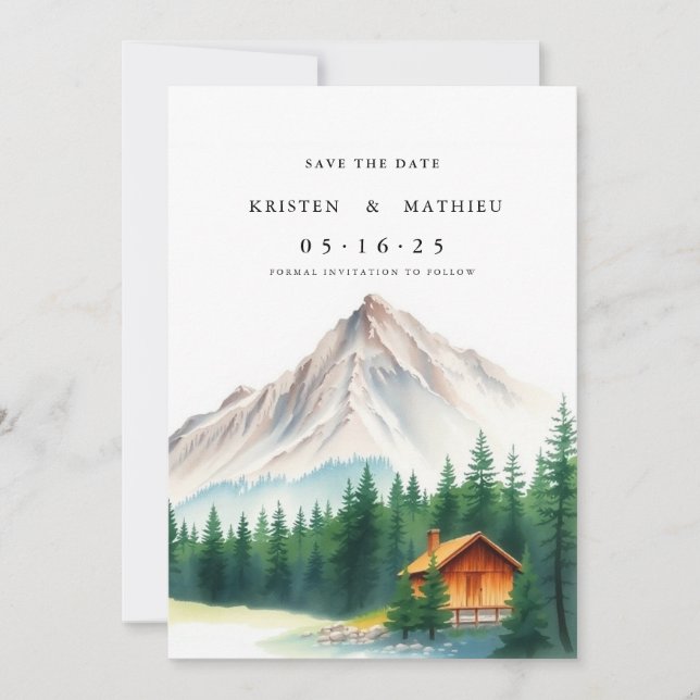 Niedlicher Online-Berg Save The Date (Vorderseite)