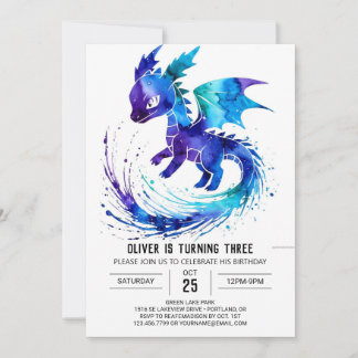 Niedlicher Online Dragon Digital Boy Geburtstag Einladung