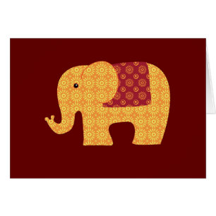 Niedlicher orange Blumen-Elefant auf Rot