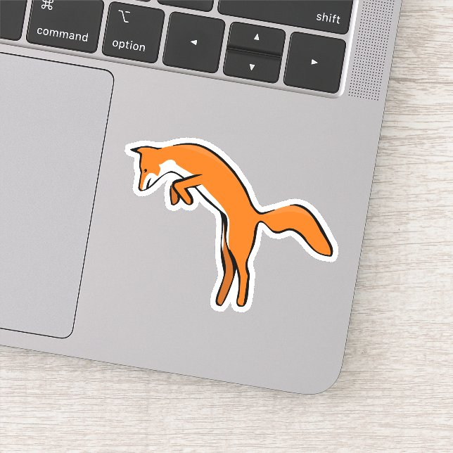 Niedlicher Orange Leaping Fox Aufkleber (Detail)