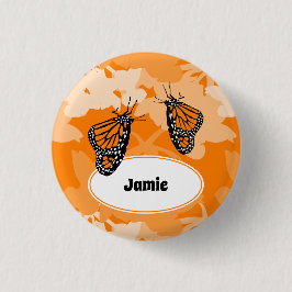 Niedlicher Orange Monarch Butterfly Name Button