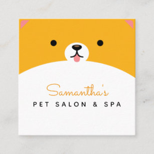 Niedlicher Orange Pet Face Animal Care Salon Welln Quadratische Visitenkarte