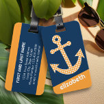 Niedlicher Orange Polka Dot Anchor mit Individuell Gepäckanhänger<br><div class="desc">Ein trendiges und elegantes Design mit Punkten und prächtigen Farben sowie einem Bereich, in dem Sie Ihren Namen oder Ihre Monogramm hinzufügen können.</div>