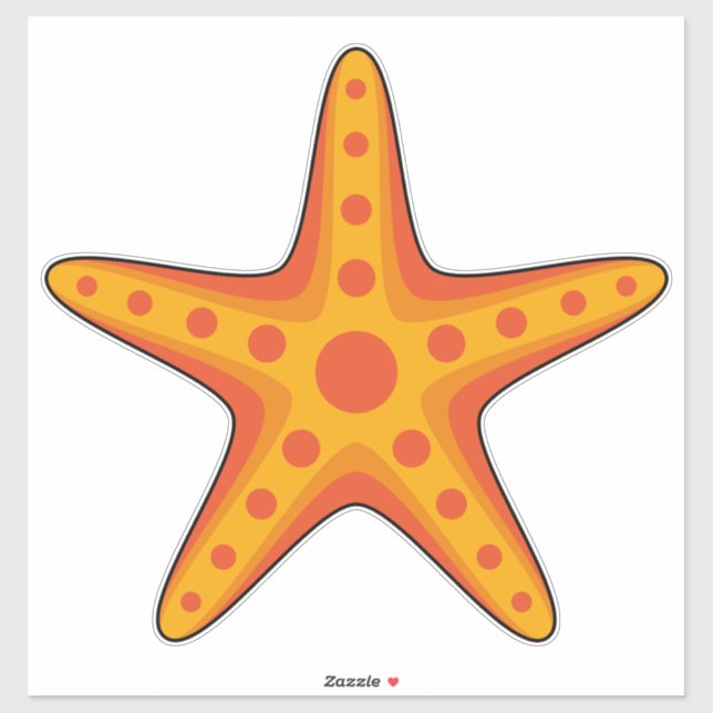 Niedlicher Orange Starfish Cartoon Aufkleber (Blatt)