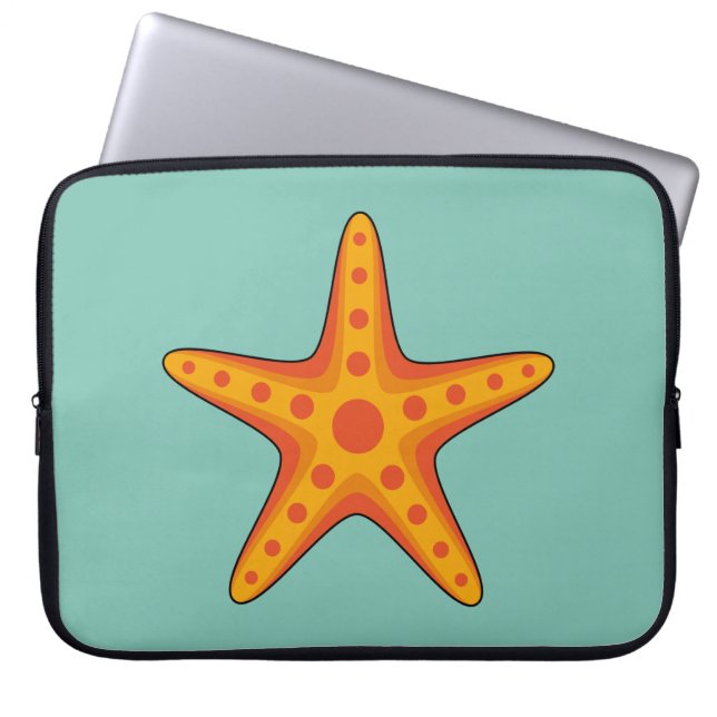 Niedlicher Orange Starfish Cartoon Laptopschutzhülle (Vorderseite)
