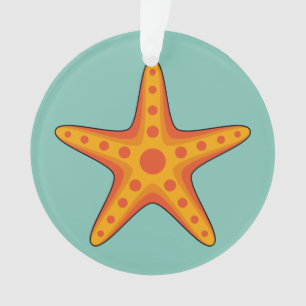 Niedlicher Orange Starfish Cartoon Ornament