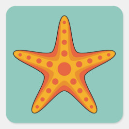Niedlicher Orange Starfish Cartoon Quadratischer Aufkleber