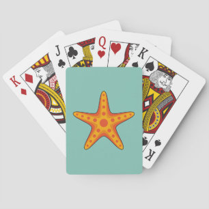 Niedlicher Orange Starfish Cartoon Spielkarten