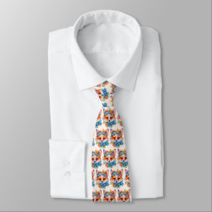 Niedlicher orangefuchs mit floraler Kronenzeichnun Krawatte