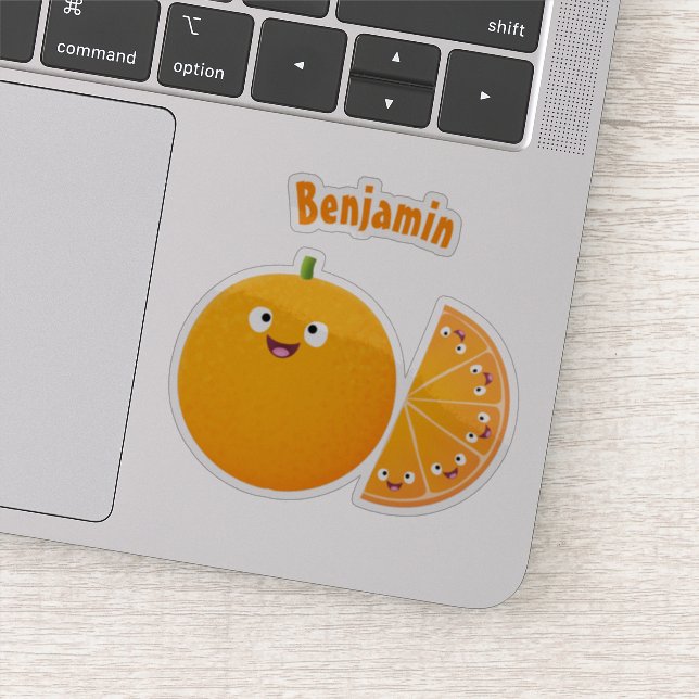 Niedlicher Orangenfrucht-Cartoon Aufkleber (Detail)