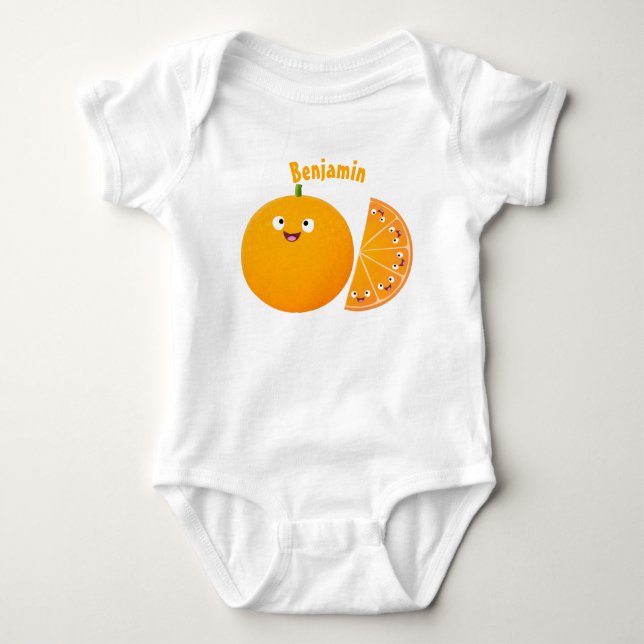 Niedlicher Orangenfrucht-Cartoon Baby Strampler (Vorderseite)