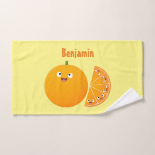 Niedlicher Orangenfrucht-Cartoon Badhandtuch Set