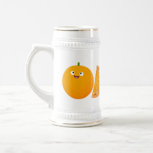 Niedlicher Orangenfrucht-Cartoon Bierglas