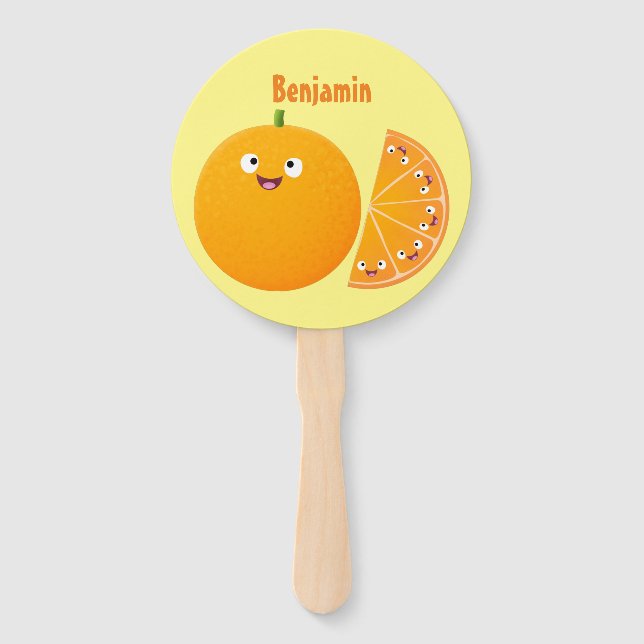 Niedlicher Orangenfrucht-Cartoon Fächer (Vorderseite)