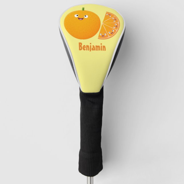 Niedlicher Orangenfrucht-Cartoon Golf Headcover (Vorderseite)