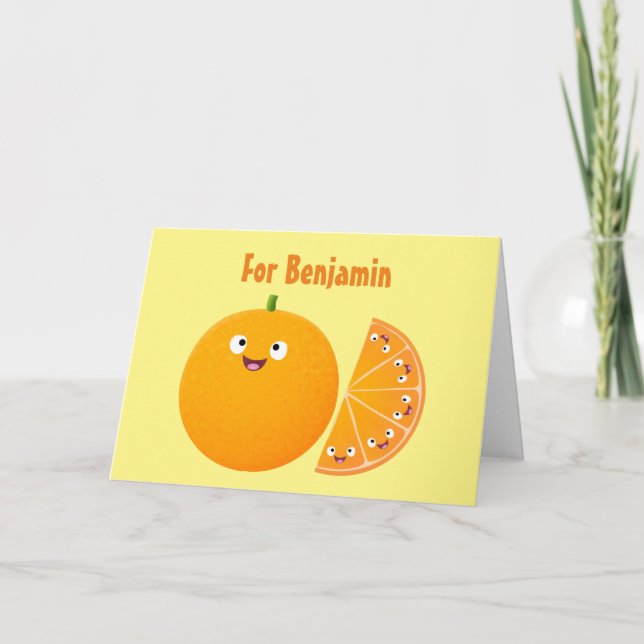 Niedlicher Orangenfrucht-Cartoon  Karte (Vorderseite)