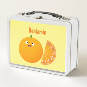 Niedlicher Orangenfrucht-Cartoon Metall Brotdose
