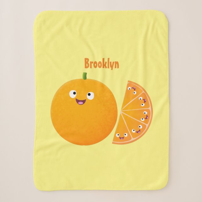 Niedlicher Orangenfrucht-Cartoon Sherpadecke (Vorderseite)