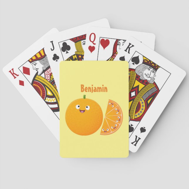 Niedlicher Orangenfrucht-Cartoon Spielkarten (Rückseite)