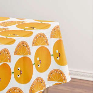 Niedlicher Orangenfrucht-Cartoon Tischdecke