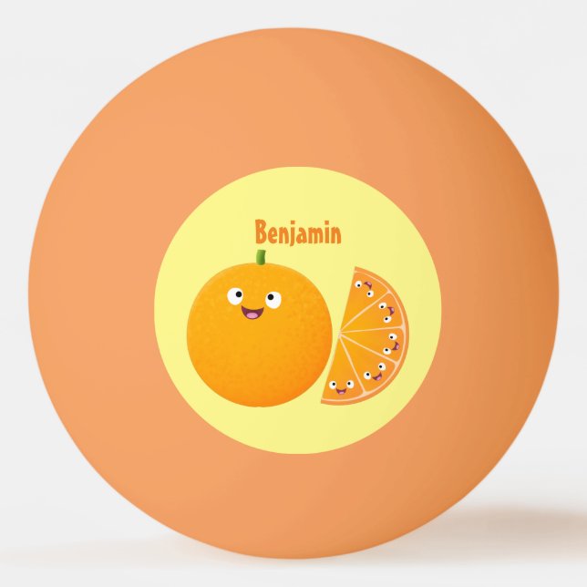 Niedlicher Orangenfrucht-Cartoon Tischtennisball (Vorderseite)