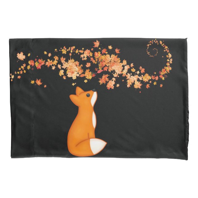 Niedlicher Orangenfuchs und Herbstleaven  Kissenbezug (Vorderseite)