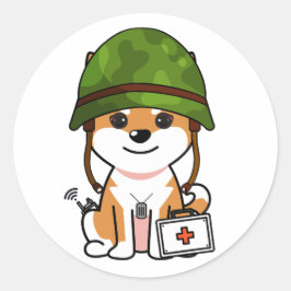 Niedlicher Orangenhundhelm Runder Aufkleber