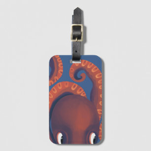 Niedlicher Orangenpeeking Oktopus Gepäckanhänger