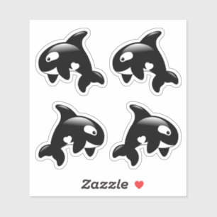 Niedlicher Orca Killer Wal, Set von 4 Aufkleber