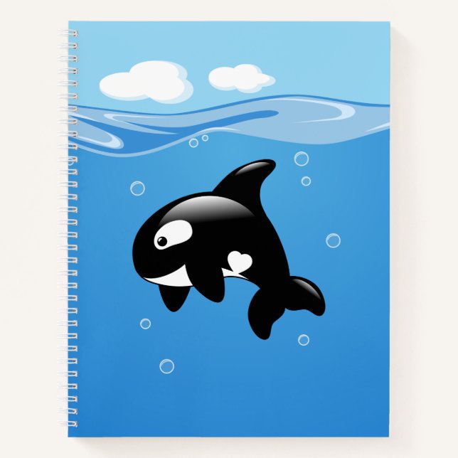 Niedlicher Orca-Wal im Ozean Notizbuch (Vorderseite)