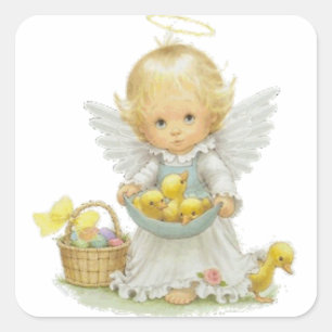 Niedlicher Osterangel und Encklings Quadratischer Aufkleber