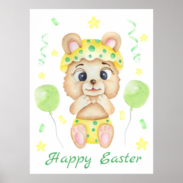 Niedlicher Osterbär für eine positive Stimmung Pos Poster (Vorne)