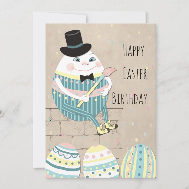 Niedlicher OsterGeburtstag von Humpty Dumpty Feiertagskarte (Vorderseite)