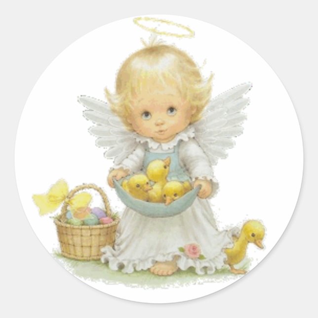 Niedlicher Ostergel und Entenlein Runder Aufkleber (Vorderseite)