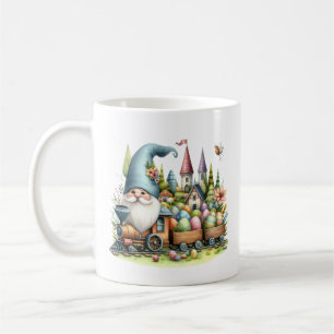 Niedlicher Ostergnotenzug mit Monogramm Aquarell Kaffeetasse