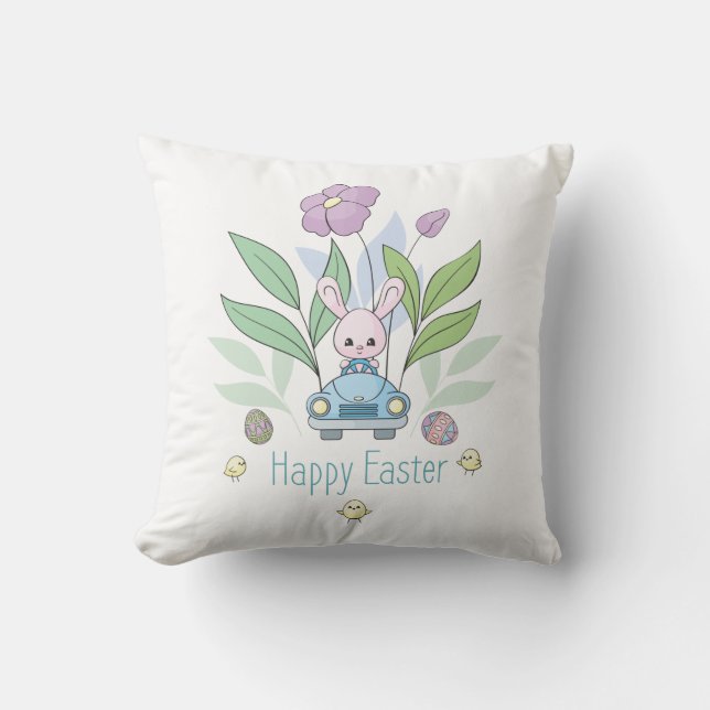 niedlicher Osterhase Holiday Throw Kissen (Vorderseite)