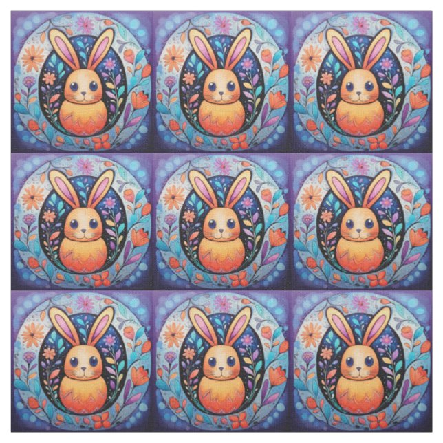 Niedlicher Osterhase mit Blume Stoff (Muster)