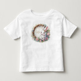 Niedlicher Osterhase mit Blumenkranz Kleinkind T-shirt