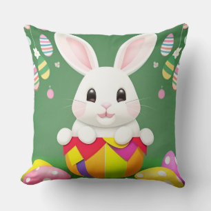 Niedlicher Osterhase mit dekorativen Eiern Kissen