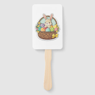 Niedlicher Osterhase mit einem Korb dekorierter Ös Fächer