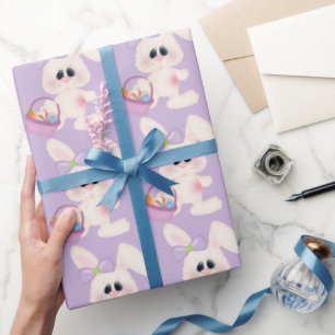 Niedlicher Osterhase mit Korbverpackungspapier Geschenkpapier